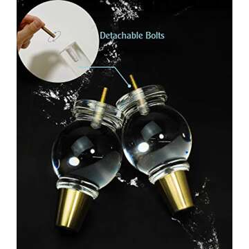 JEREVER 5.1" Acrylic Furniture Legs Modern Set of 4