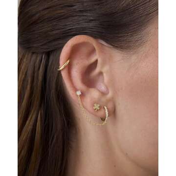 PAVOI 14K Yellow Gold Plated Sterling Silver Posts Cubic Zirconia Mini Huggie Earrings for Women | T...