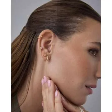 PAVOI 14K Yellow Gold Plated Sterling Silver Posts Cubic Zirconia Mini Huggie Earrings for Women | Tiny Cartilage Helix Huggie Hoop Earrings