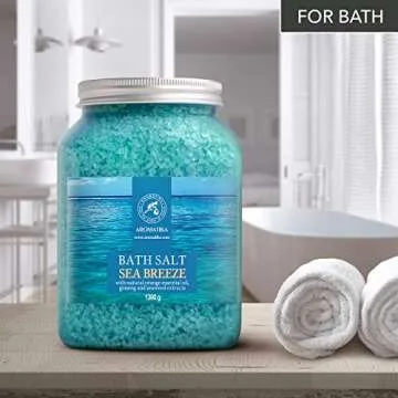 Bath Sea Salt 46 Oz - Sea Breeze Salt - Natural Bath Sea Salts - Best for Good Sleep - Relaxing - Calming - Body Care - Beauty - Aromatherapy