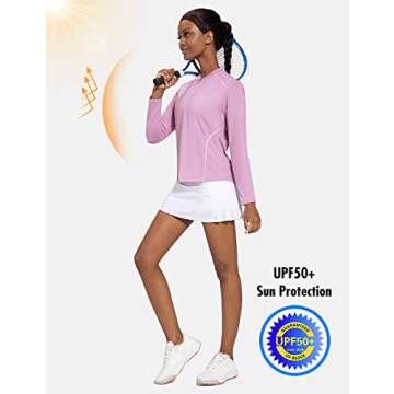BALEAF Women's Golf Shirt Long Sleeve Tennis Moisture Wicking Shirt 1/4 Zip UPF50+ Sun Protection Athletic Tops