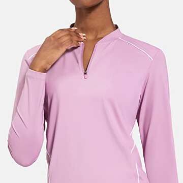 BALEAF Women's Golf Shirt Long Sleeve Tennis Moisture Wicking Shirt 1/4 Zip UPF50+ Sun Protection Athletic Tops