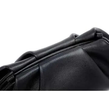 YUWITA Soft PU Leather Clutch Purses for Women Formal Elegant Luxurious Evening Bag (Black)