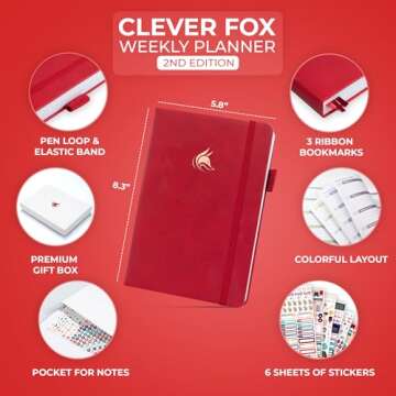 Clever Fox Planner 2nd Edition – Colorful Weekly & Monthly Goal Planner, Time Management & Product...
