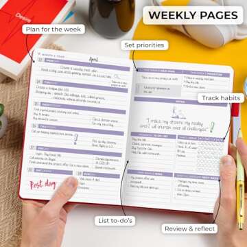 Clever Fox Planner 2nd Edition – Colorful Weekly & Monthly Goal Planner, Time Management & Productivity Organizer, Undated, A5 (Red)