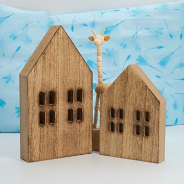 Charming House Shaped Wooden Sign Blocks for Decor