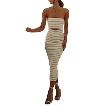 Chic NUFIWI Summer Strapless Knitted Long Dress