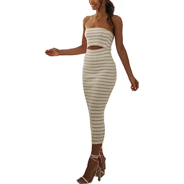 Chic NUFIWI Summer Strapless Knitted Long Dress