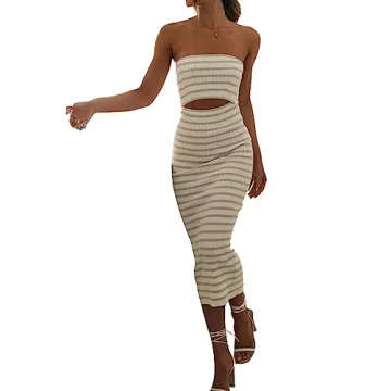 Chic NUFIWI Summer Strapless Knitted Long Dress