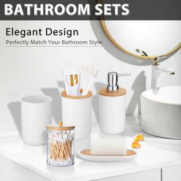 iMucci Bathroom Accessories Set 5 Piece Plastic Bathroom Decor Sets Accessories, Toothbrush Holder, ...