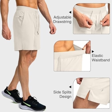 Men's Running Shorts Lightweight with Zipper Pockets