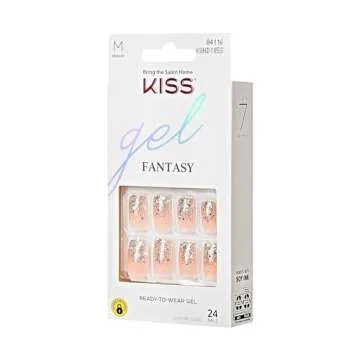 KISS Gel Fantasy Collection Ready-to-Wear Press-On Nails, ‘I Feel You’, Medium Length Square Gel...