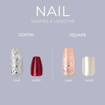 KISS Gel Fantasy Collection Ready-to-Wear Press-On Nails, ‘I Feel You’, Medium Length Square Gel Nails Kit with Pink Gel Nail Glue 0.07 Oz, Manicure Stick, Mini Nail File, and 24 Fake Nails