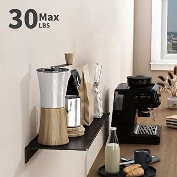 Danpoo Metal Wall Shelf, Black Floating Shelf, Small Bathroom Shelf, 16" Display Shelves for Wall Storage