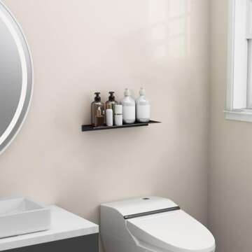 Danpoo Metal Wall Shelf, Black Floating Shelf, Small Bathroom Shelf, 16" Display Shelves for Wall Storage