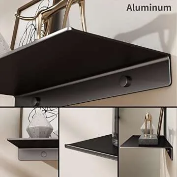 Danpoo Metal Wall Shelf, Black Floating Shelf, Small Bathroom Shelf, 16" Display Shelves for Wall Storage