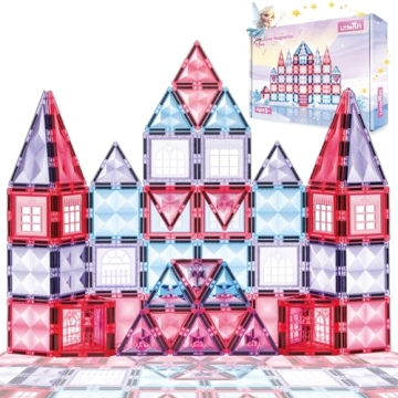 Little Pi 104pcs Frozen Princess Castle Magnetic Tiles Building Blocks - 3D Diamond Blocks, STEM Edu...