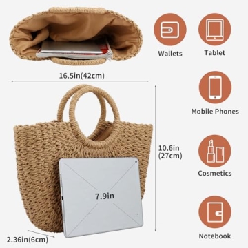 Stylish Women Summer Straw Handbag Large Capacity Beach Tote