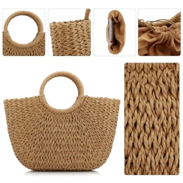 Stylish Women Summer Straw Handbag Large Capacity Beach Tote