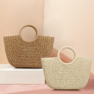 Stylish Women Summer Straw Handbag Large Capacity Beach Tote