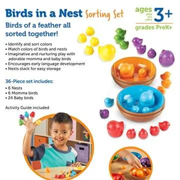 Learning Resources Birds in a Nest Sorting Set, Fine Motor Toy