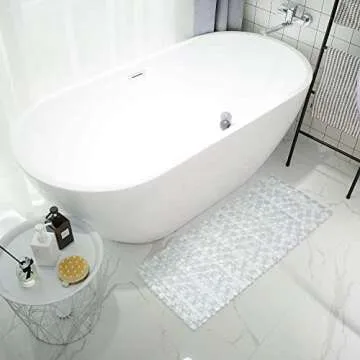 Pebble Non Slip Bathtub Mat with Drainage & Suction Cups