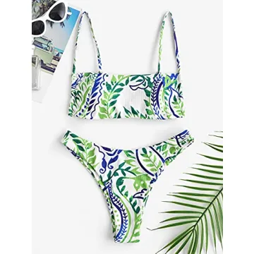 ZAFUL Leaf Print Two-Piece Bikini Set for Summer Fun