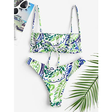ZAFUL Leaf Print Two-Piece Bikini Set for Summer Fun