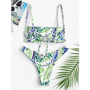 ZAFUL Leaf Print Two-Piece Bikini Set for Summer Fun