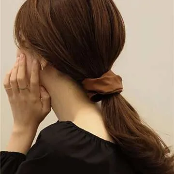 Big Hair Scrunchies for Women Girls 4 Pcs Soft Leather Scrunchies Ponytail Holders for Thick Hair Rubber Bands for Womens Elastic Hair Ties