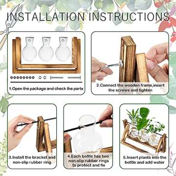 Waytoeast Plant Propagation Stations, Desktop Air Terrarium with Wooden Stand Planters Glass for Hydroponics Office Home Gardening Gifts for Women - 3 Bulb Vase