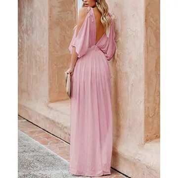 Elegant Cold Shoulder Maxi Dress for Summer Events