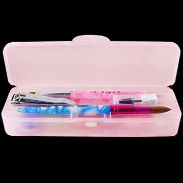 Beauticom Double-Layer Personal Storage Storage Case for Professional Nail Art Pens, Nail Brush, Tools (Pink)