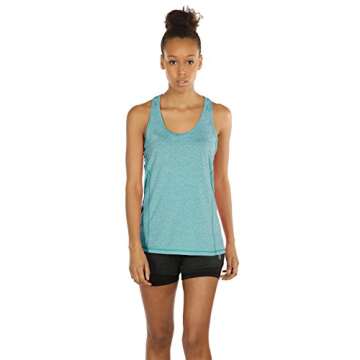 icyzone Workout Tank Tops for Women - Racerback Athletic Yoga Tops, Running Exercise Gym Shirts(Pack of 3)(L, Black/Granite/Green)