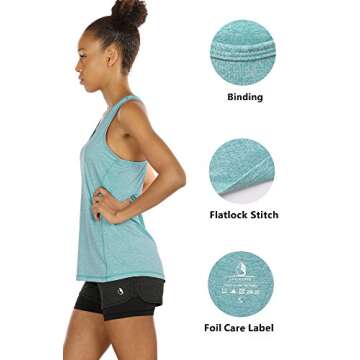 icyzone Workout Tank Tops for Women - Racerback Athletic Yoga Tops, Running Exercise Gym Shirts(Pack of 3)(L, Black/Granite/Green)