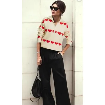 LUKYCILD Trendy Love Heart Sweater for Women