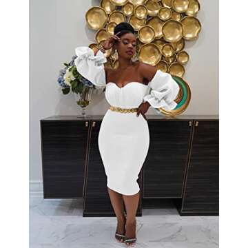 Elegant Off Shoulder Women's Midi Party Dress - Memoriesea