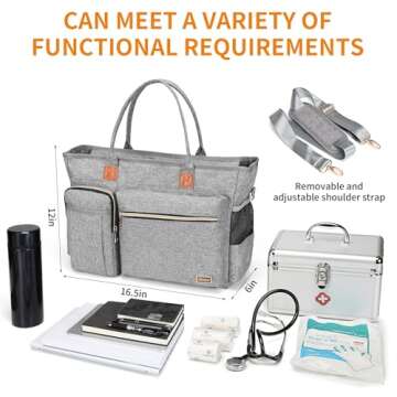 Rabjen Stylish Nurse Tote Bag with Laptop Sleeve