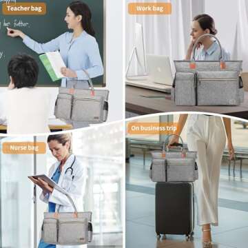 Rabjen Stylish Nurse Tote Bag with Laptop Sleeve