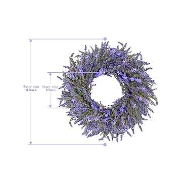 DDHS Lavender Wreath, Spring Wreaths for Front Door 24 Inch with Three Styles of Purple Dried Flower...