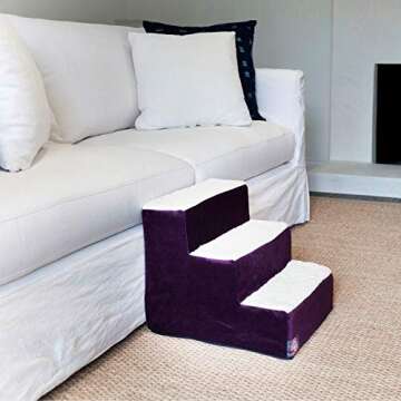 4 Step Portable Pet Stairs By Majestic Pet Products Villa Vintage Steps for Cats and Dogs Grey