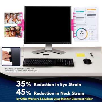 Note Tower Document Holder for Typing | Clips to Any Monitor