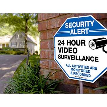 2-Pack Video Surveillance Signs, 10 x 10 Rust Free .040 Aluminum Security Warning Reflective Metal Signs, Indoor or Outdoor Use for Home Business CCTV Security Camera, UV Protected & Waterproof