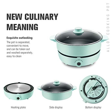 GUEQUITLEX Hot Pot Cooker Electric Non-Stick 5.3QT