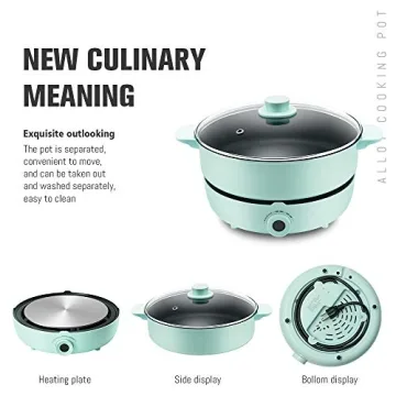 GUEQUITLEX Hot Pot Cooker Electric Non-Stick 5.3QT