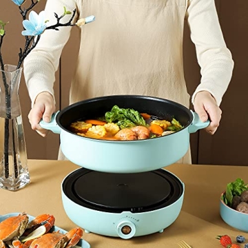 GUEQUITLEX Hot Pot Cooker Electric Non-Stick 5.3QT