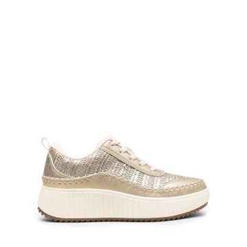 DREAM PAIRS Women Chunky City Tweed Comfortable Casual Platform Fashion Sneaker,Size 6,Gold,SDFN2379W