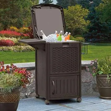 Suncast 77 Qt Stylish Wicker Patio Cooler for Outdoor Fun