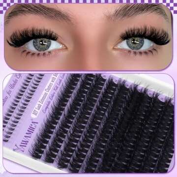 Yawmaica Lash Clusters Kit with Bottom Lashes Wispy Eyelash Extension Kit 200D Fluffy Eyelash Cluste...