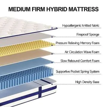 Vesgantti King Size Mattress, 12 Inch Hybrid Innerspring Mattress with Memory Foam, Support & Pressure Relief, Medium Firm Feel Mattress in a Box (76x80x12 Inches, King Size)